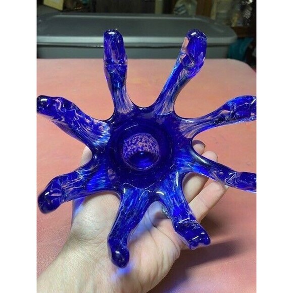 Vtg 7in Glass Hand Blown Blue Clear Octopus Paperweight Sea Creature Ocean Life - Picture 6 of 10